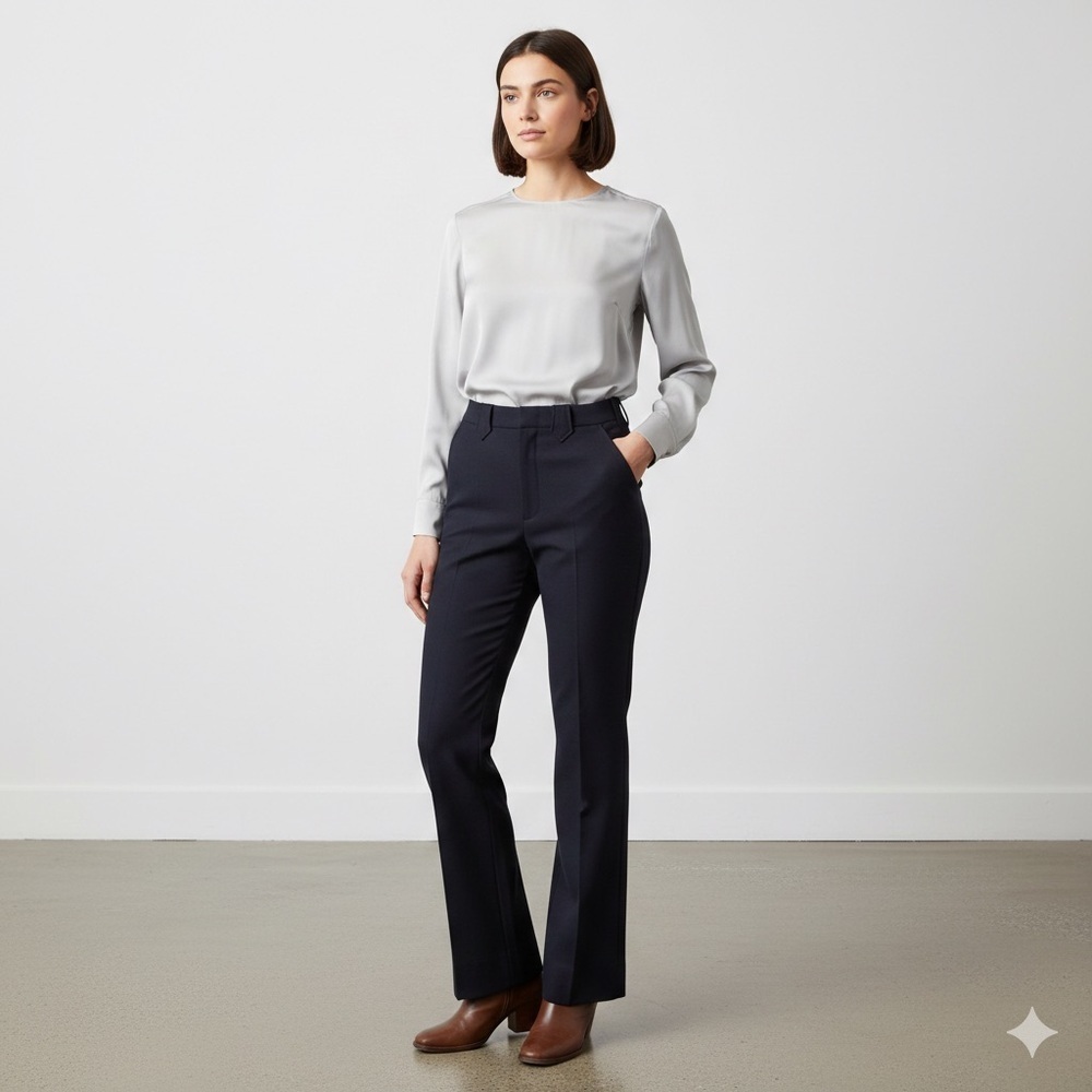 THE GREAT. Western Wool Blend Bootcut Navy Blue Dress Pants Size 25